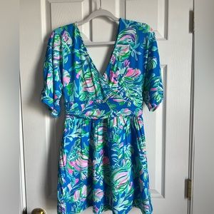In EUC Lilly Pulitzer Parigi Romper. Size Medium. Blue Flare Fancy Fins